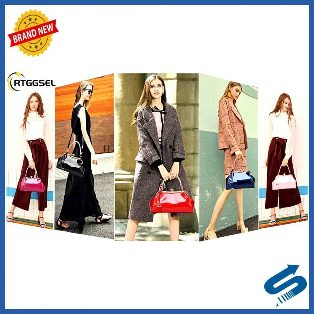 Crystal Glossy Patent Leather Tote Evening Handbag Crossbody Shoulder Bag